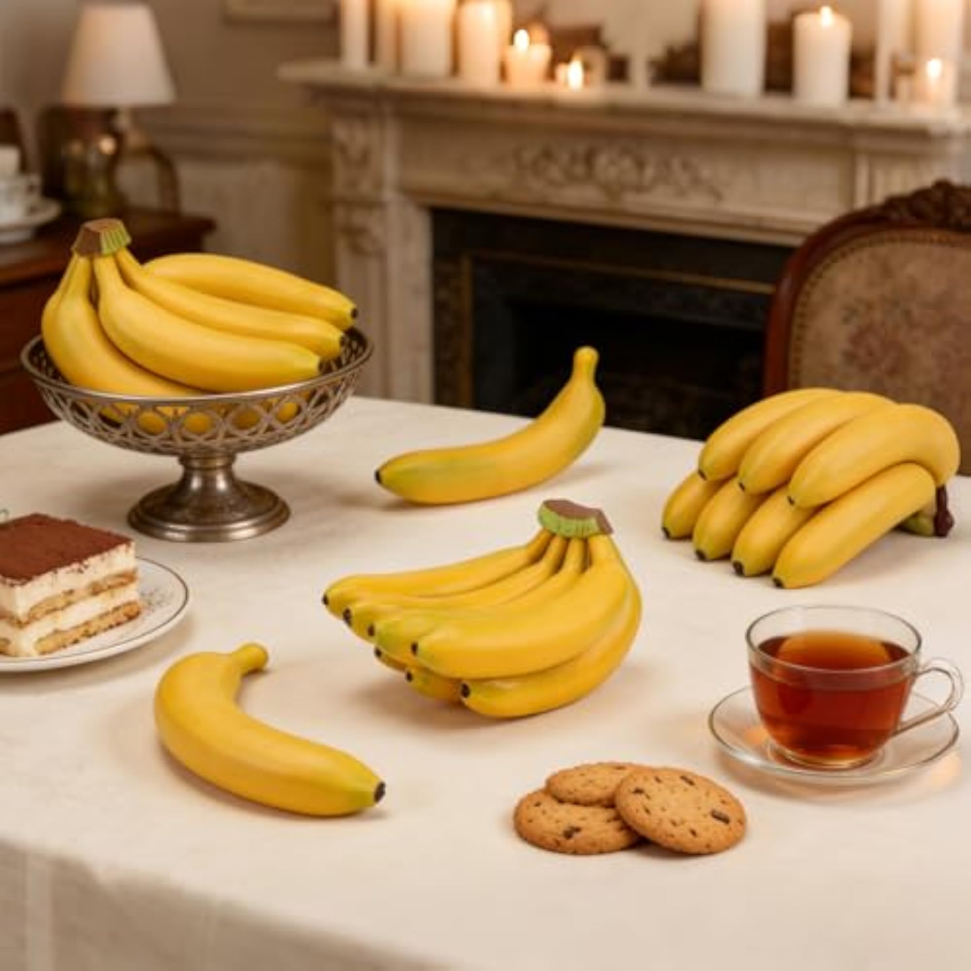 9pcs Artificial Banana Bunch Fake Fruit Decoration